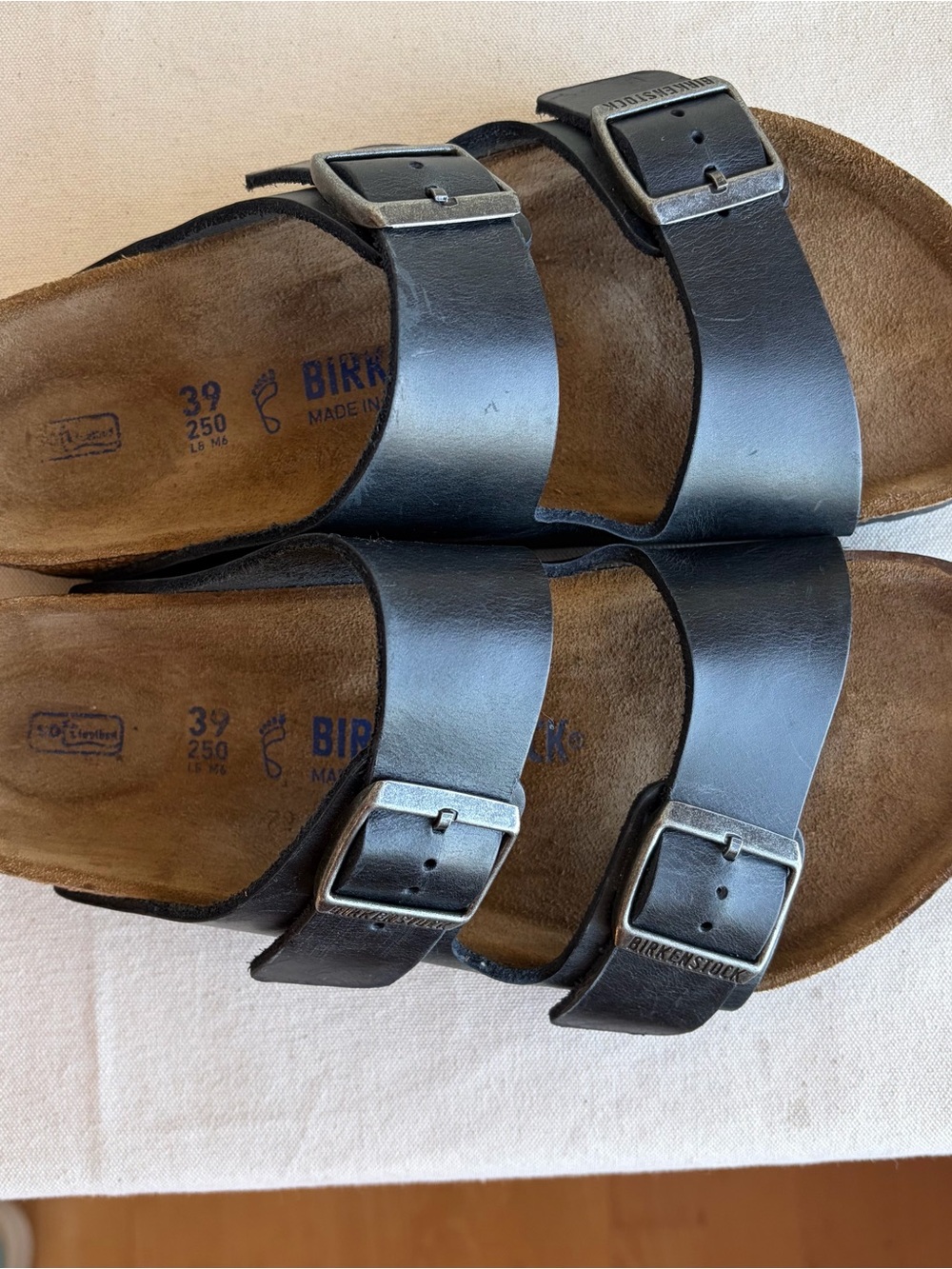 Birkenstock sz 39 Arizona Black Two-Strap Sandals - Picture 2 of 12